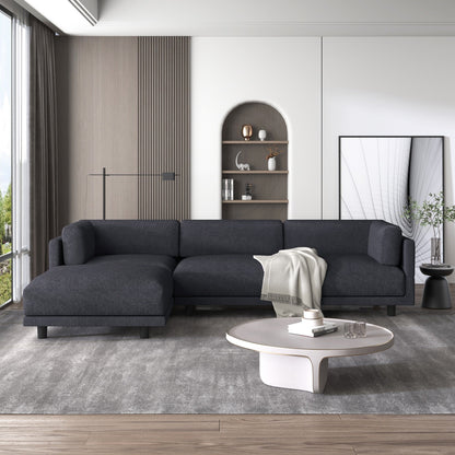 102.4'' L-Shaped Polyester Sectional Sofa with Reversible Footstool and Durable Legs
