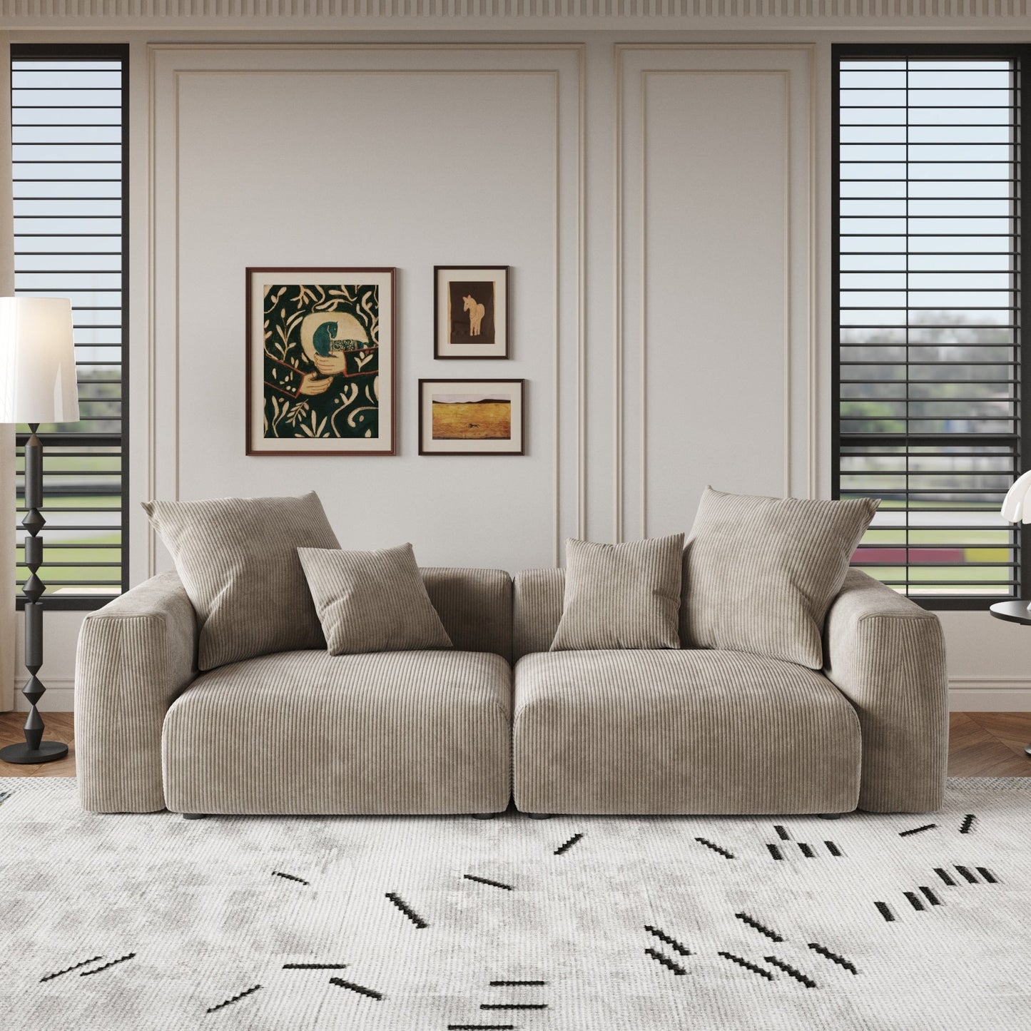 102'' Corduroy Loveseat Sofa Large Modular Cloud Couch