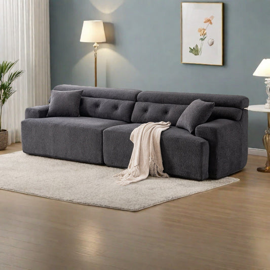 103.2 Fabric 4-Seater Sofa with 2 Free Pillows,Deep Seat and Raised Backrest - Premium High-Density Sponge