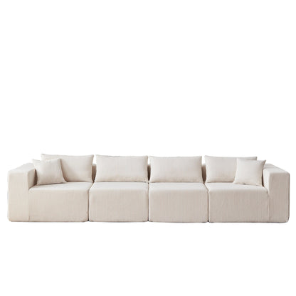 104-Inch Corduroy Modular L Shaped Sectional Sofa,Floor Couch Set,Foam-Filled Compressed Sofa,4 PC Free Combination