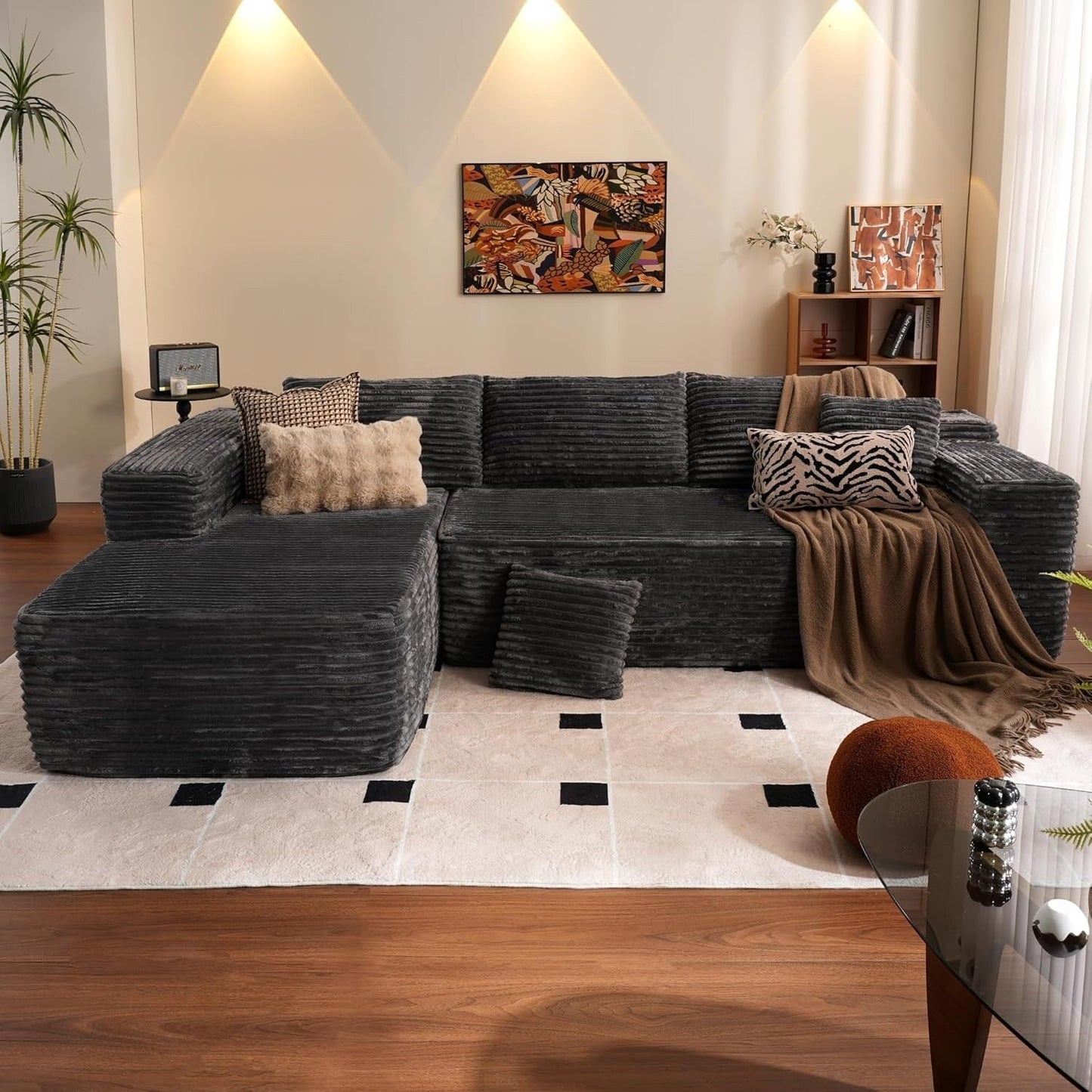 104 L-Shape Cloud Sectional Sofa - Modular Deep Seat Couch for Living Room & Bedroom, No Assembly