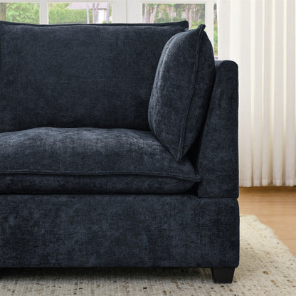 105 Chenille 3-Seater Sofa with 2-Layer Cushions, High-Resiliency Foam