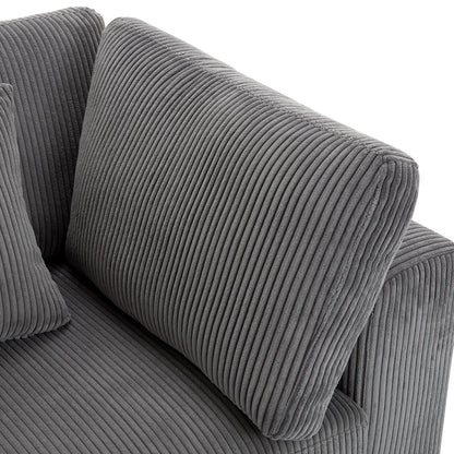 105 Corduroy Upholstered 3-seater Sofa with Removable Back Cushions and 5 Pillows for Living Room