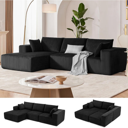 108 Modular Cloud Sectional Sofa - Deep Seat L-Shape Couch with Chaise, Upholstered Living Room & Bedroom Sofa