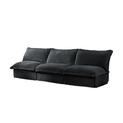 109.8 Corduroy Armless 3-Seater Sofa for living room and bedroom