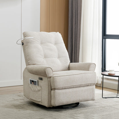 270° Swivel Recliner with USB Ports, Touch Lamp, Side Pocket Storage, and Rocking Base