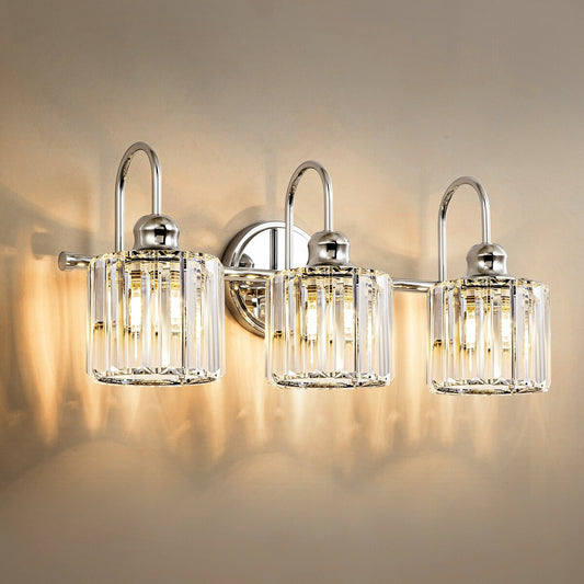 3/ 4-Light Modern Glam Crystal Dimmable Bathroom Vanity Light Linear Wall Light