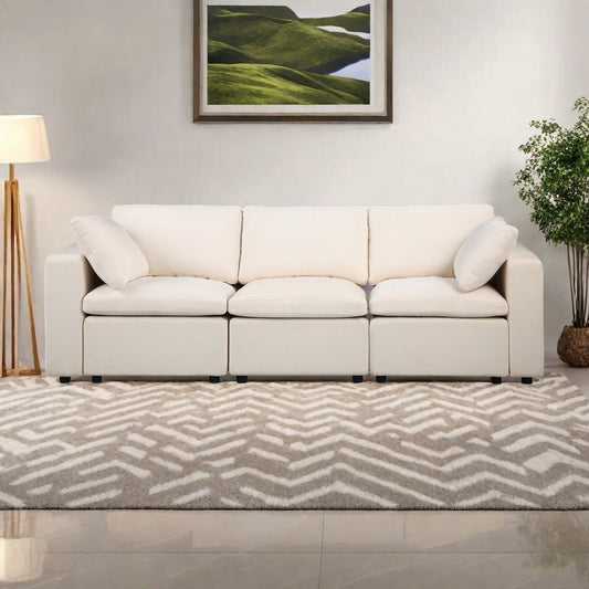 3-Piece Chenille Modular Sectional Sofa Set with Armless and Corner Chairs