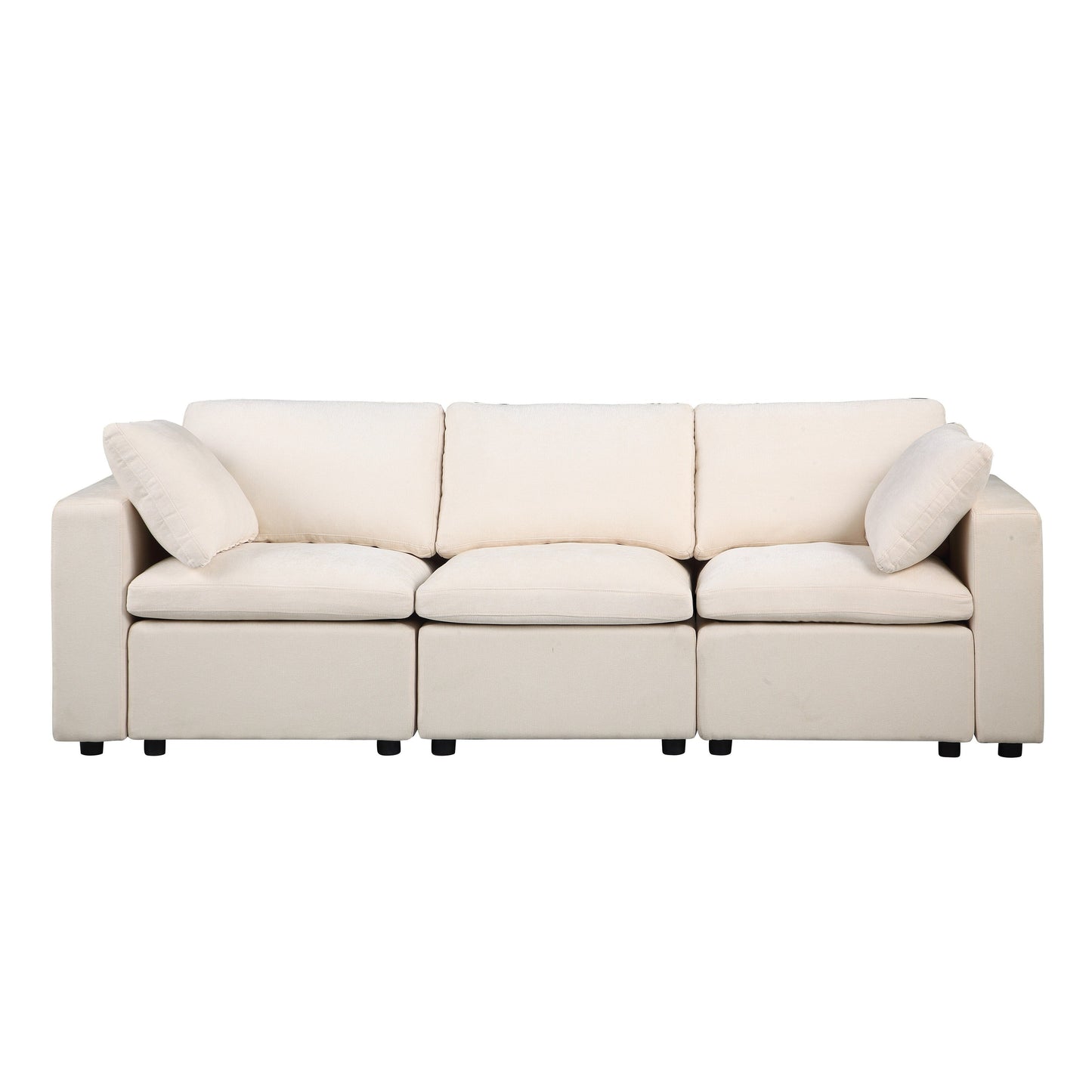 3-Piece Chenille Modular Sectional Sofa Set with Armless and Corner Chairs