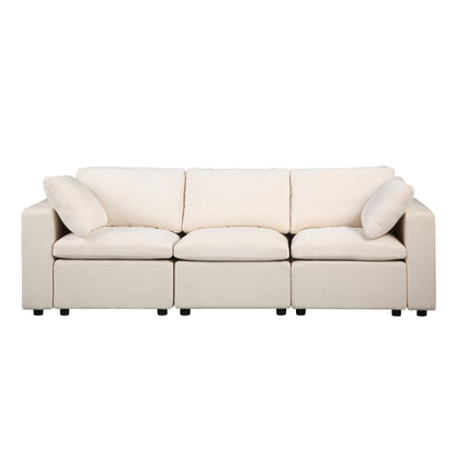 3-Piece Chenille Modular Sectional Sofa Set with Armless and Corner Chairs