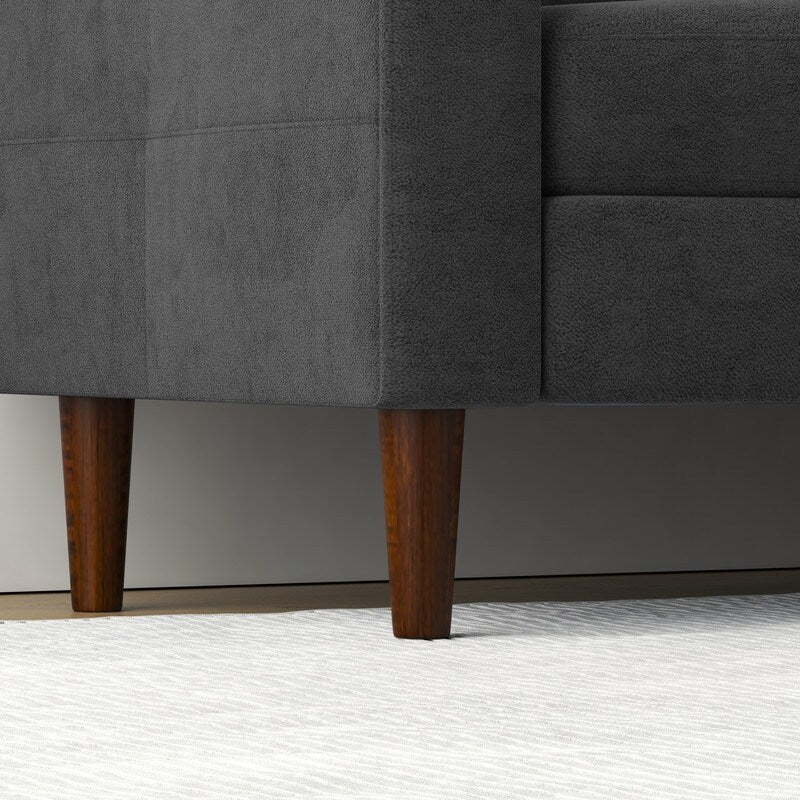 3-Seat Combo L-Shaped Sofa with Storage Cabinet Footstool For Living Room, Dark Grey
