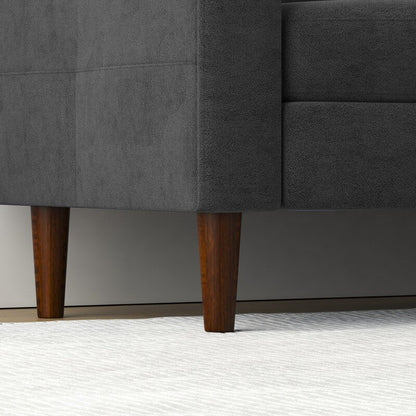 3-Seat Combo L-Shaped Sofa with Storage Cabinet Footstool For Living Room, Dark Grey