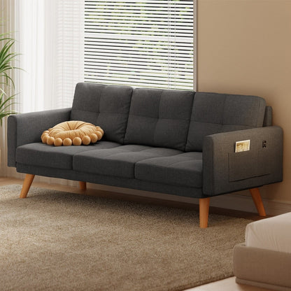 3 Seater Upholstered Living Room Sleeper Sofa, Recliner Sofa Bed with Backrest