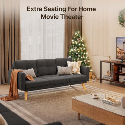 3 Seater Upholstered Living Room Sleeper Sofa, Recliner Sofa Bed with Backrest