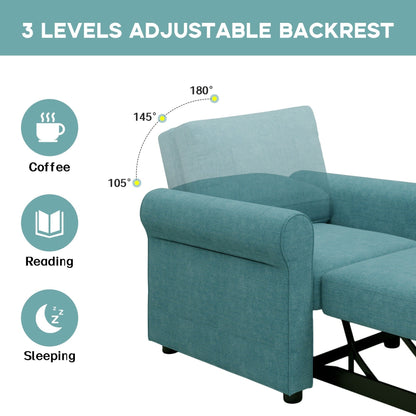 3-in-1 Adjustable Sleeper Sofa Bed, Pull Out Sofa Chair, Convertible Folding Bed for Living Room