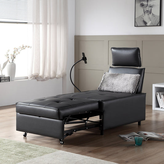3-in-1 Convertible Chair Bed Adjustable Sofa Reclining Lounge with Bluetooth Speakers, USB Ports and Soft Pillow