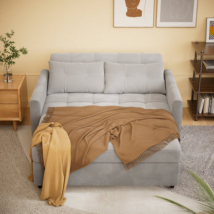3-in-1 Convertible Sofa Bed Lounger Chaise Loveseat with Pull-up Bed, Velvet / cloth