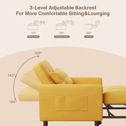 3 in 1 Pull Out Sleeper Sofa Bed, Convertible Modern Adjustable Upholstered Sleeper Chair Sofa
