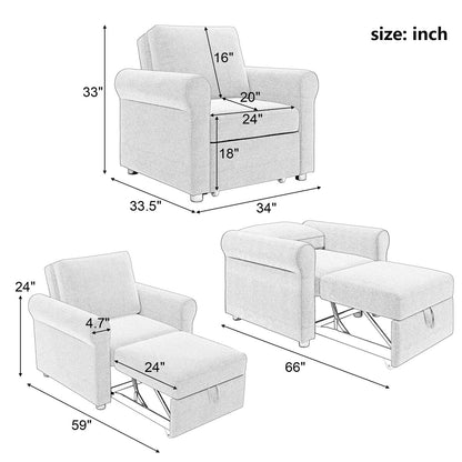 3-in-1 Sofa Bed Chair Convertible Sleeper Chair Bed Sofa Lounger Chair