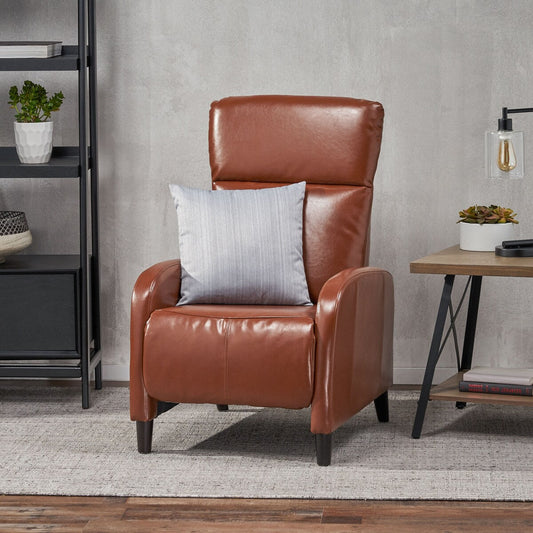 33.5Wide Leather Push Back Standard Recliner Classic Overstuffed Single Recliner Sofa with Soft Padded and Armrest