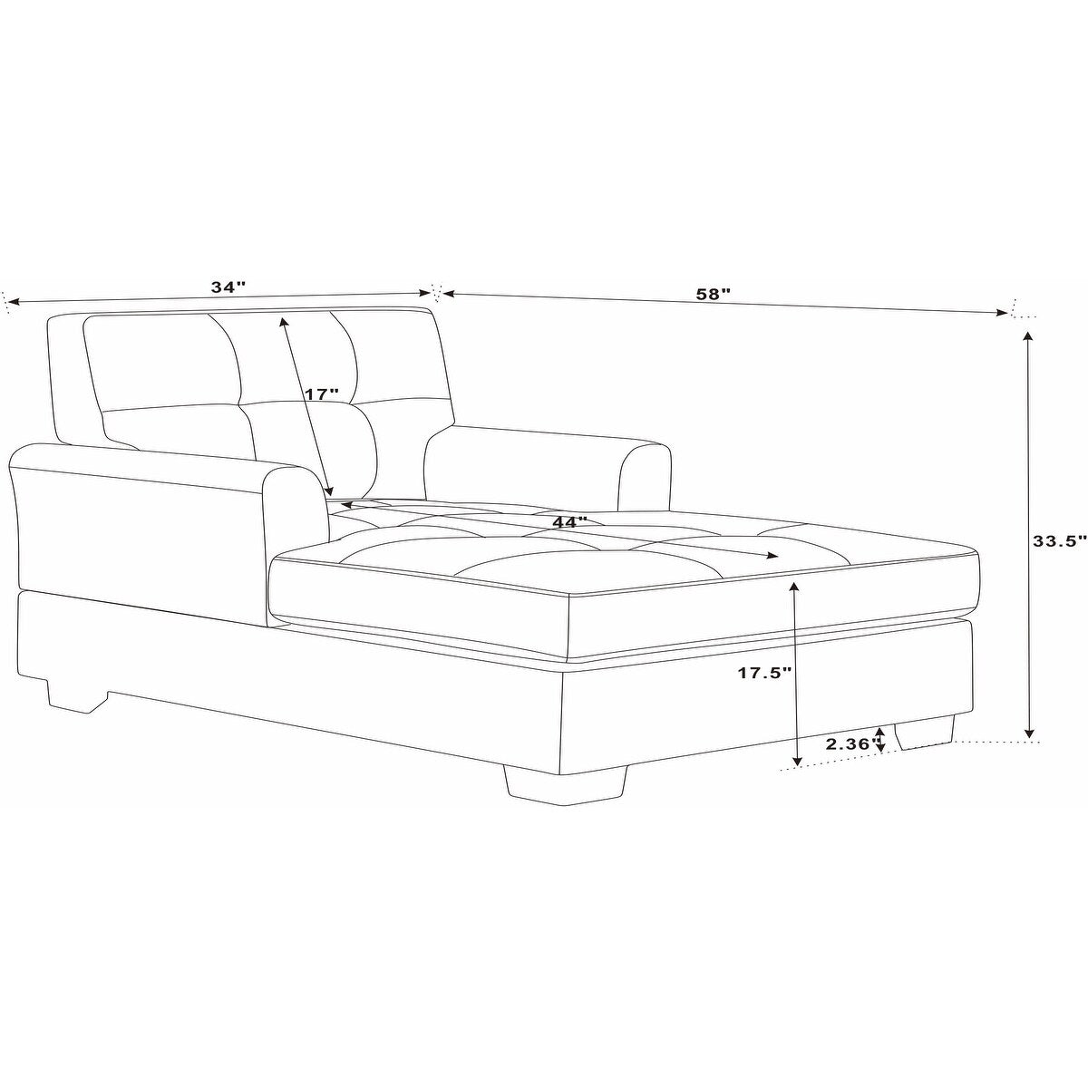 34 Silva Chaise Lounge Chair - 58 D x 34 W x 33.5 H