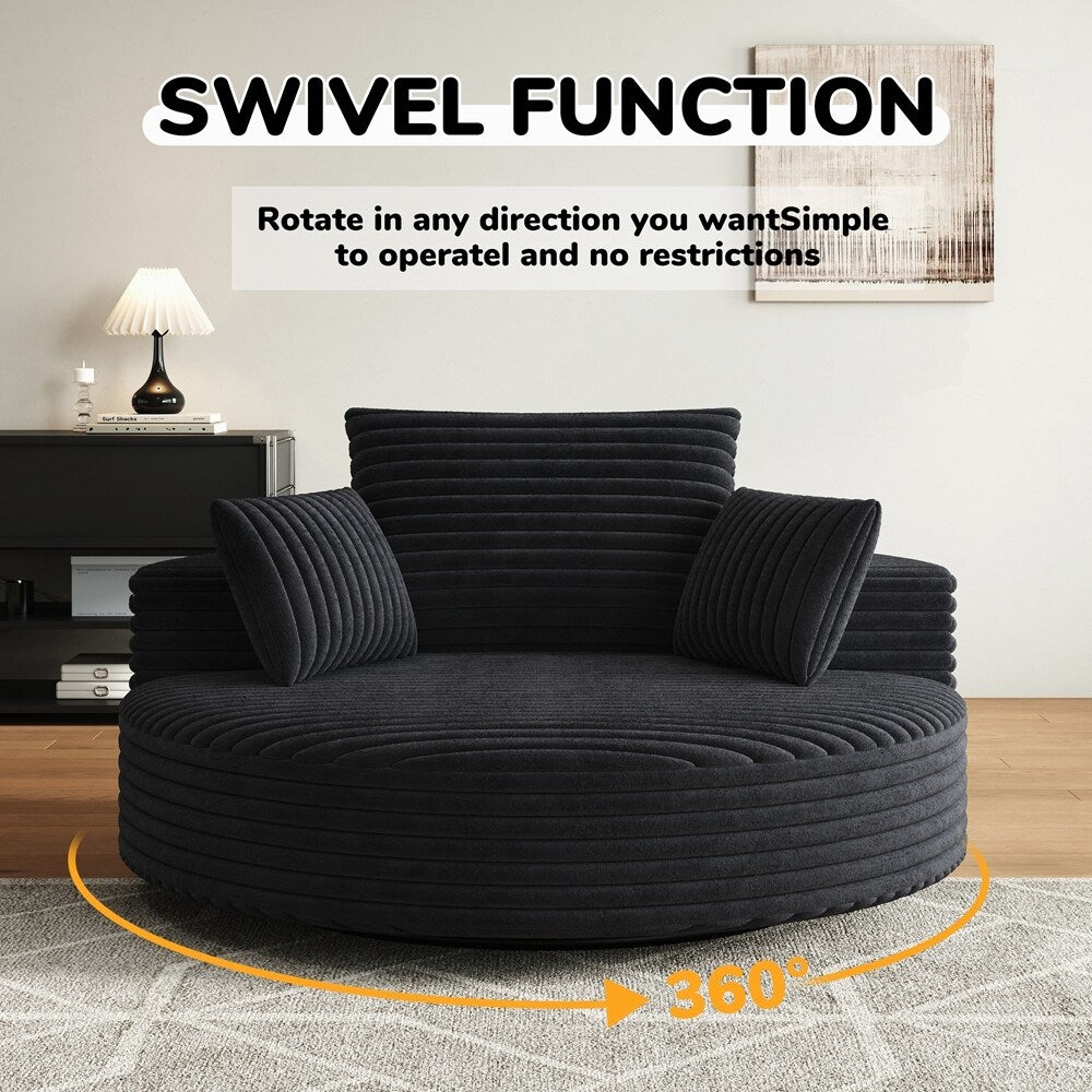 360 Degree Swivel Chair Corduroy Chenille Foam Single Sofa