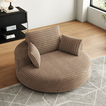 360 Degree Swivel Chair Corduroy Chenille Foam Single Sofa