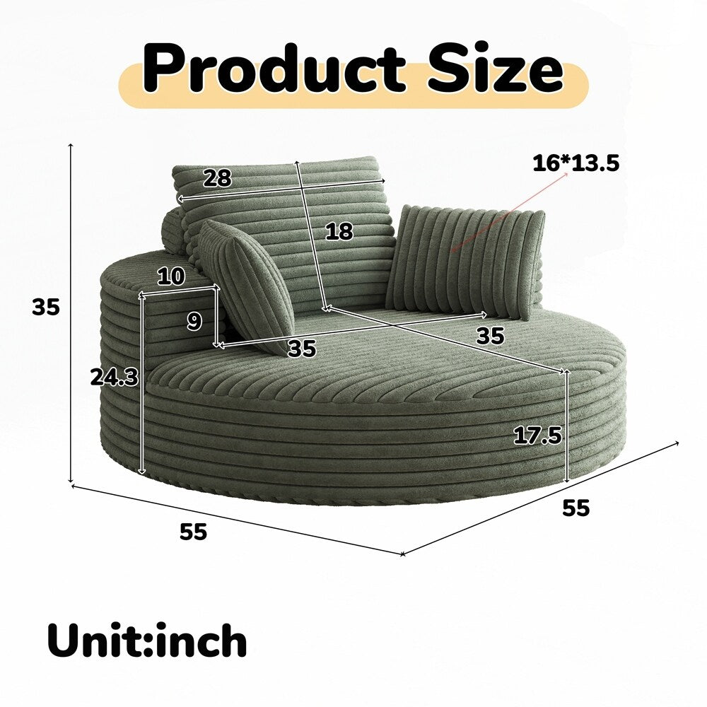 360 Degree Swivel Chair Corduroy Chenille Foam Single Sofa