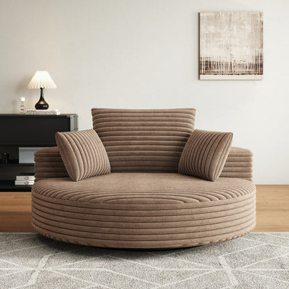 360 Degree Swivel Chair Corduroy Chenille Foam Single Sofa