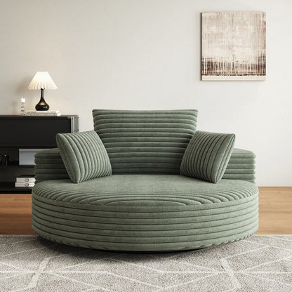 360 Degree Swivel Chair Corduroy Chenille Foam Single Sofa