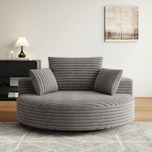 360 Degree Swivel Chair Corduroy Chenille Foam Single Sofa