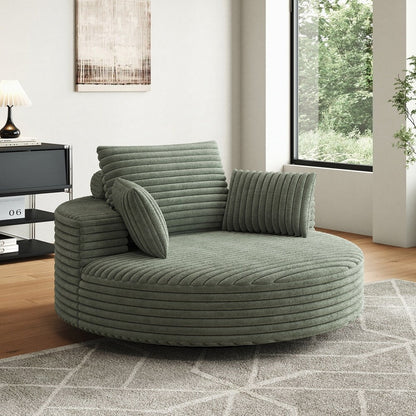 360 Degree Swivel Chair Corduroy Chenille Foam Single Sofa