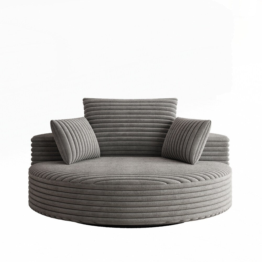 360 Degree Swivel Chair Corduroy Chenille Foam Single Sofa