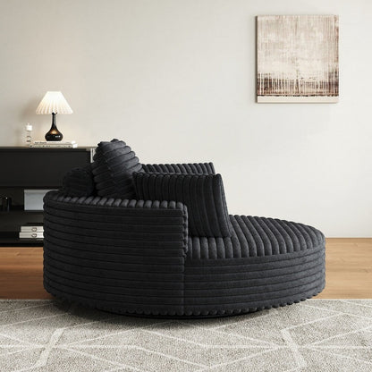 360 Degree Swivel Chair Corduroy Chenille Foam Single Sofa