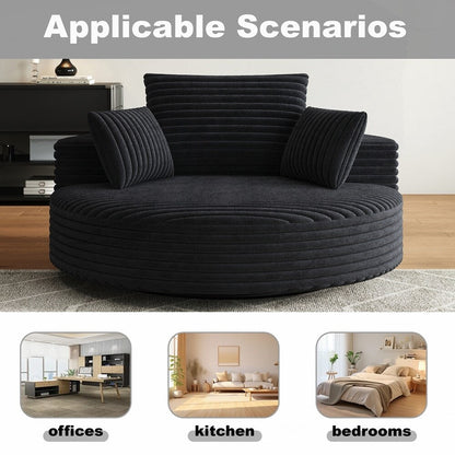 360 Degree Swivel Chair Corduroy Chenille Foam Single Sofa
