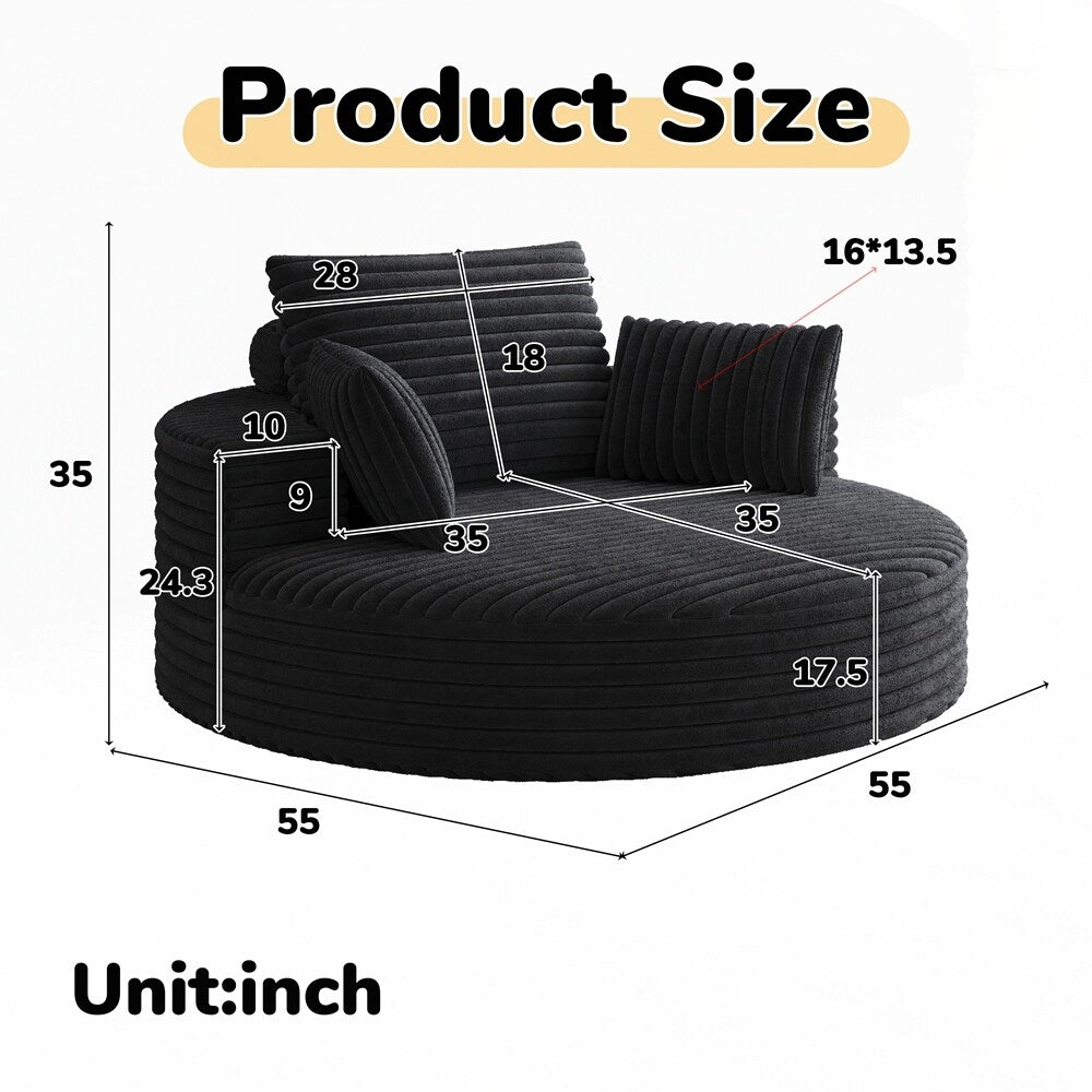 360 Degree Swivel Chair Corduroy Chenille Foam Single Sofa