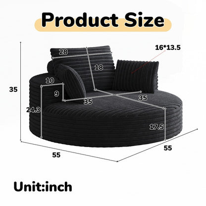 360 Degree Swivel Chair Corduroy Chenille Foam Single Sofa