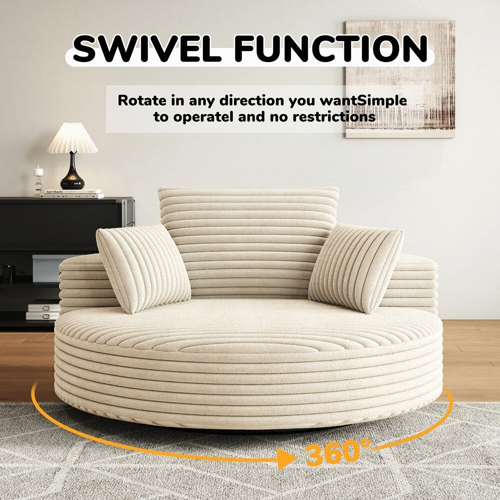 360 Degree Swivel Chair Corduroy Chenille Foam Single Sofa