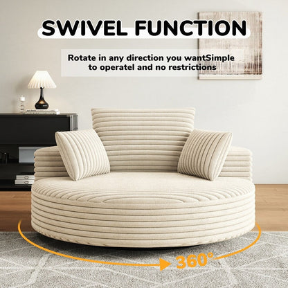 360 Degree Swivel Chair Corduroy Chenille Foam Single Sofa