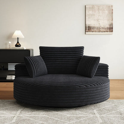 360 Degree Swivel Chair Corduroy Chenille Foam Single Sofa