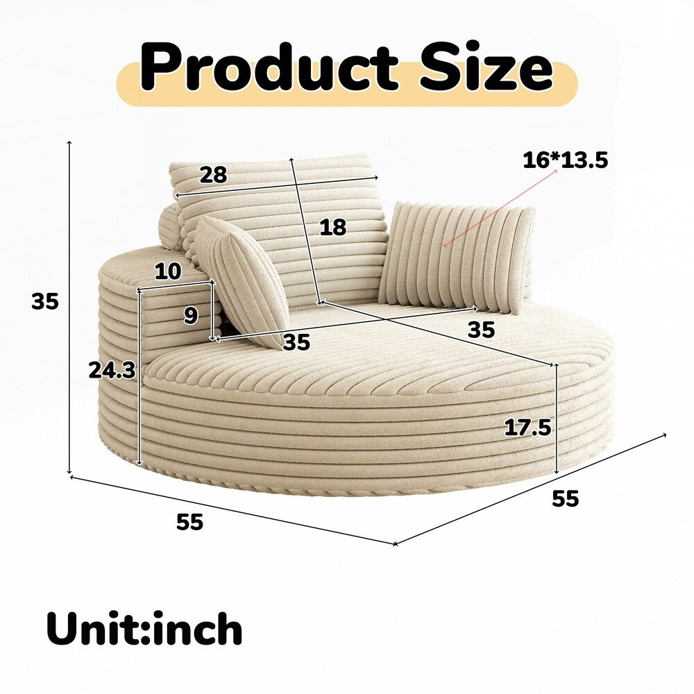 360 Degree Swivel Chair Corduroy Chenille Foam Single Sofa