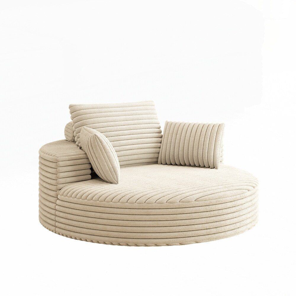 360 Degree Swivel Chair Corduroy Chenille Foam Single Sofa