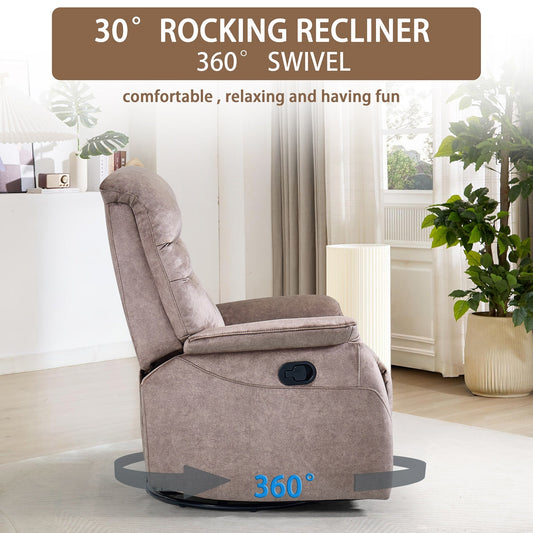 360 Swivel Rocking Recliner Chair Modern Velvet Lounge Chair Adjustable Single Sofa with Lumbar Support