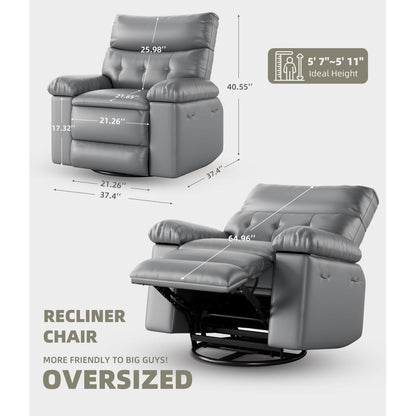 360° Swivel Oversized Recliner Chairs with Heat and Massage - Lazy Recliner Chair