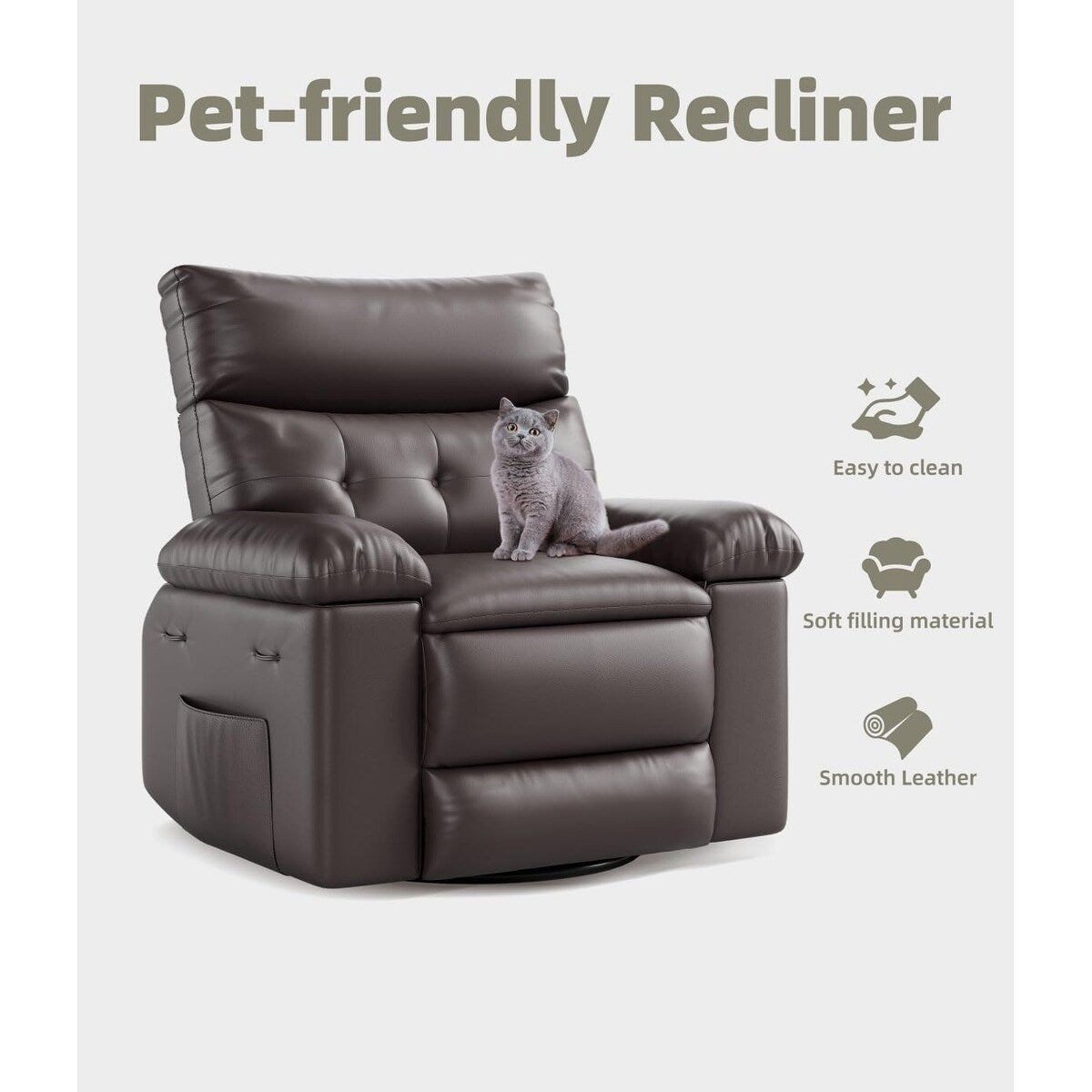 360° Swivel Oversized Recliner Chairs with Heat and Massage - Lazy Recliner Chair