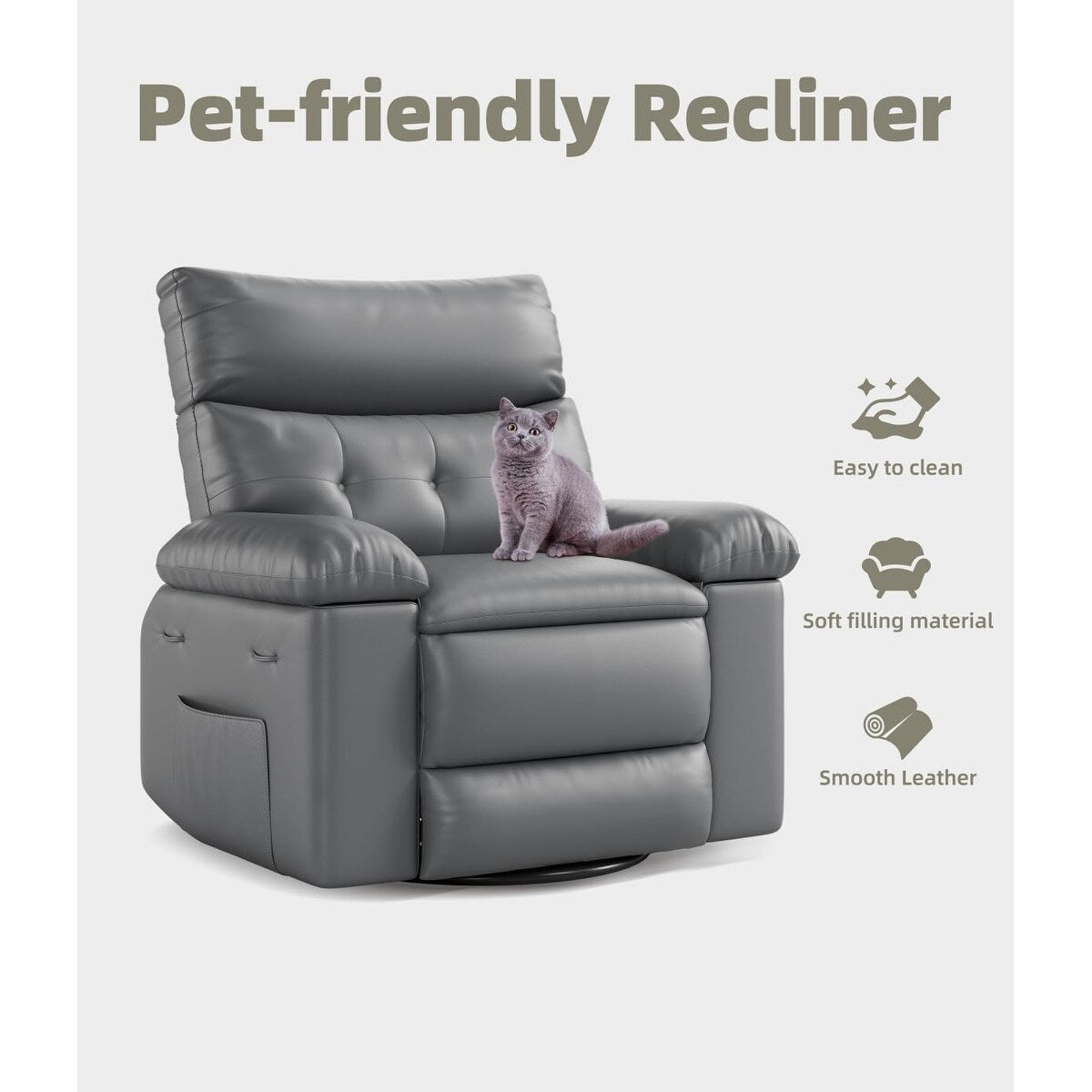 360° Swivel Oversized Recliner Chairs with Heat and Massage - Lazy Recliner Chair