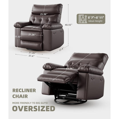 360° Swivel Oversized Recliner Chairs with Heat and Massage - Lazy Recliner Chair