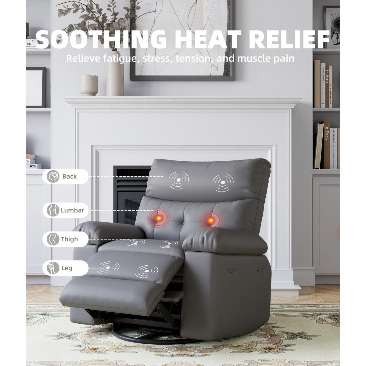360° Swivel Oversized Recliner Chairs with Heat and Massage - Lazy Recliner Chair