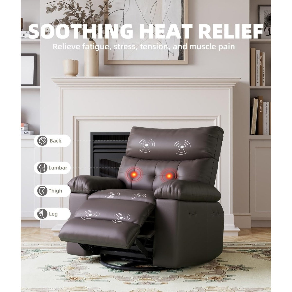 360° Swivel Oversized Recliner Chairs with Heat and Massage - Lazy Recliner Chair