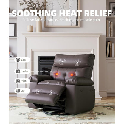 360° Swivel Oversized Recliner Chairs with Heat and Massage - Lazy Recliner Chair